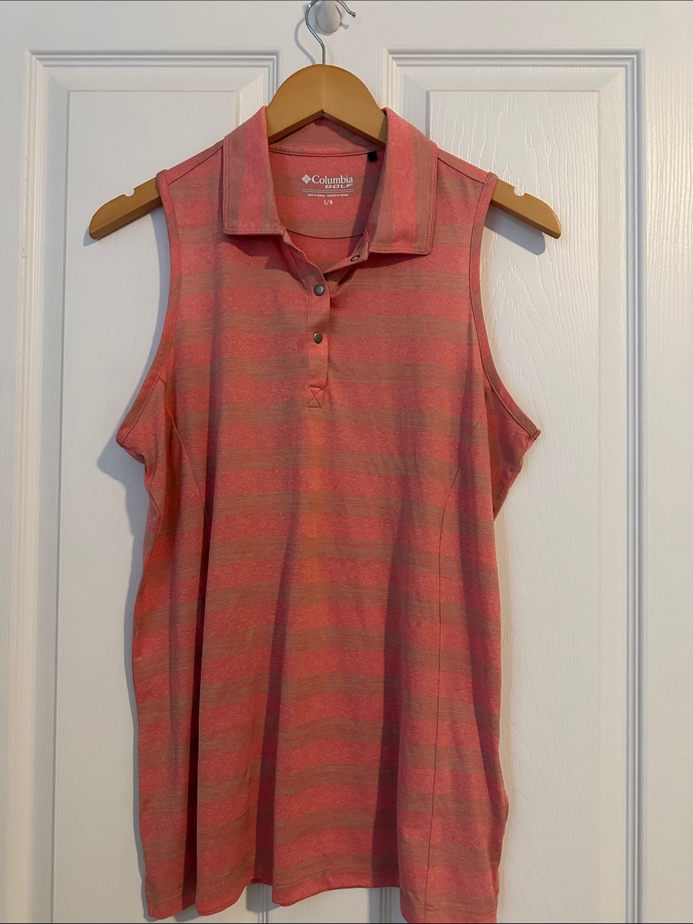 Columbia gray  and Light Pink Striped Sleeveless Polo Tank